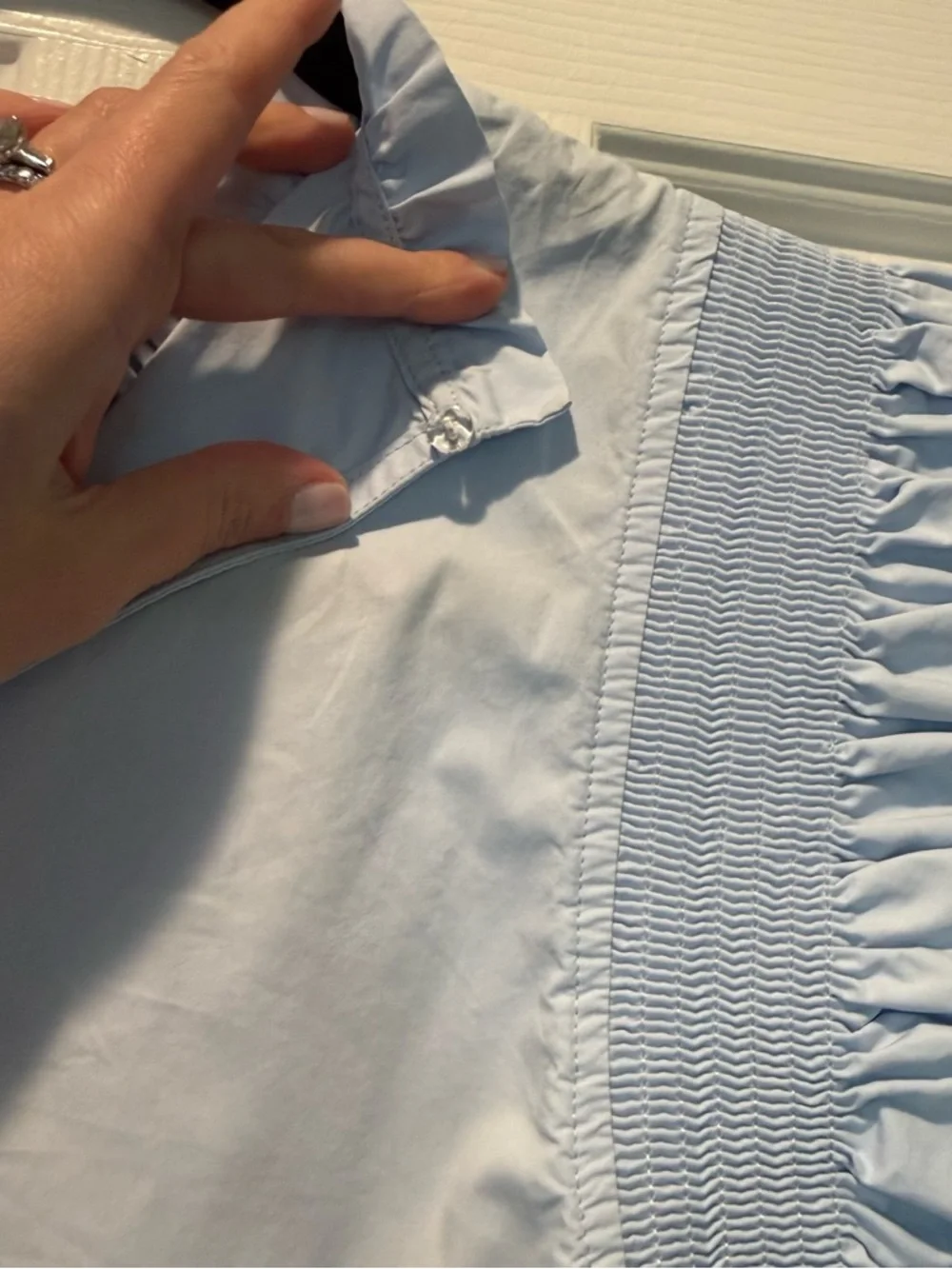 English Factory Light Blue Ruffle-Sleeve Blouse - Picture 7 of 7
